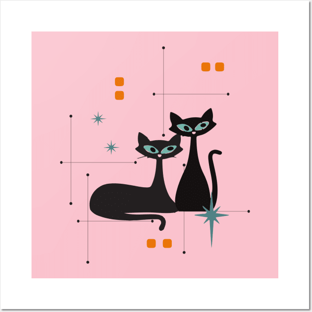 Twin Atomic Cats Wall Art by Lisa Williams Design